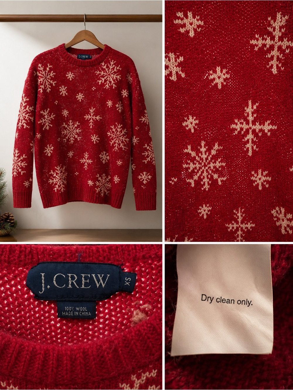 Vintage J. Crew Red Snowflake Sweater X-Small